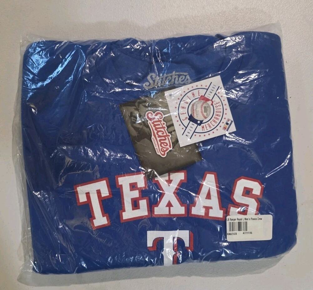 Stitches Texas Rangers MLB Fleece Crew Sweatshirt Large NWT Fanatics